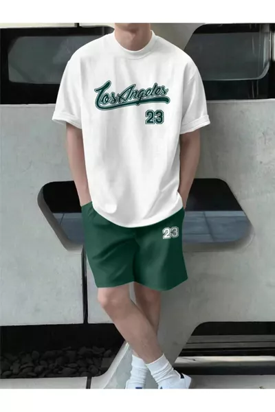 Ensemble short et t-shirt imprimé spécial Unisexe Femme/Homme Los Angeles 