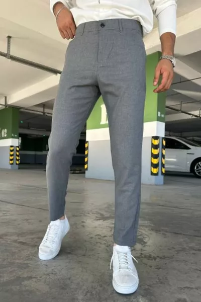 Men's Black Italian Cut Stylish and Comfortable Fabric Pants Suitable for Any Occasion