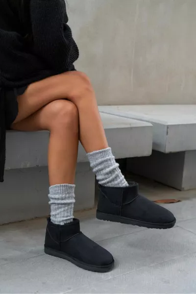 المرأة الداخلية الفراء عارضة الأحذية Pasep تان من جلد الغزال أحذية الشتاء