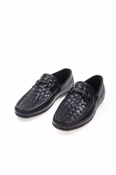 Phantom % cuir véritable Mocassins pour hommes avec boucle noire