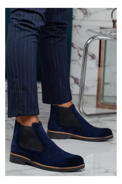 Gepetto  Stivali Chelsea Classici Da Uomo % Vera Pelle BLU NAVY