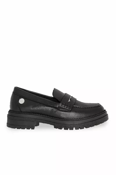  Damen-Loaferschuhe aus schwarzem Leder