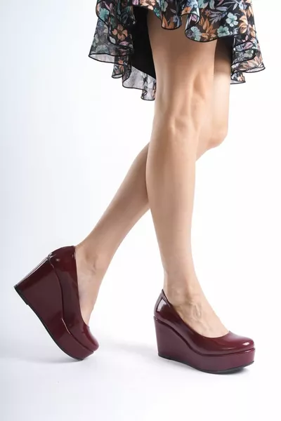 Romano; Burgunderrot, 9 cm gepolsterter Absatz (LESEN SIE DIE PRODUKTBESCHREIBUNG)