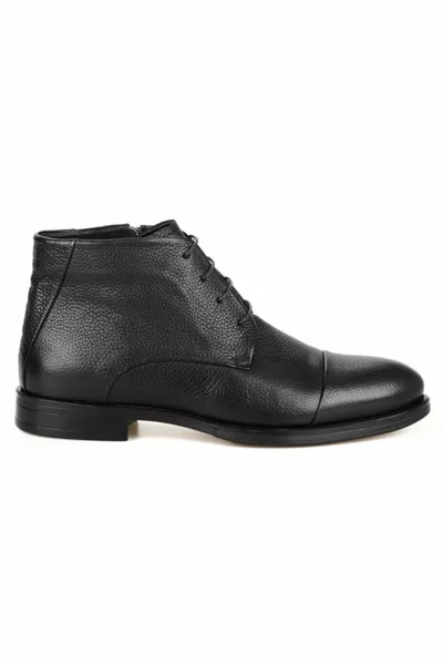 Bottes en cuir noir avec fermeture éclair pour homme
