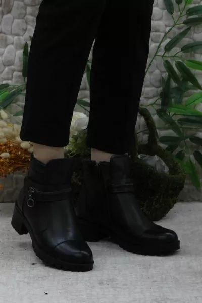  أسود الأصلي جلد طبيعي في الفراء عدم الانزلاق أحذية نسائية وحيدة