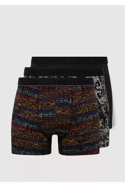 Черные боксеры с принтом, 3 штуки 