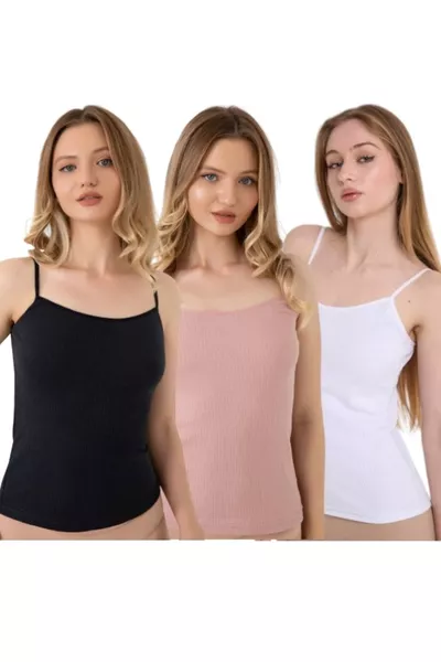 Fitilli, 3 Lü Pk. Kadın Atlet % Pamuk Organik