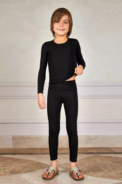 Boys' Black Thermal Long Sleeve Set CCM