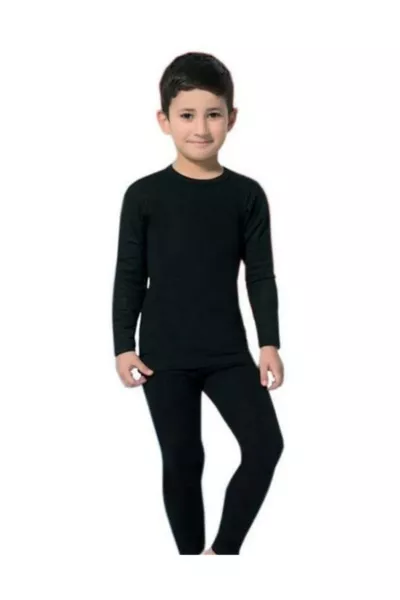 Boys' Thermal Top and Bottom Set Black