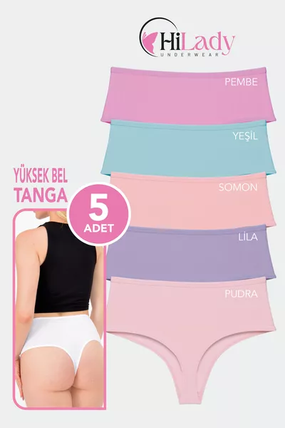 مجموعة مكونة من 5 سراويل داخلية نسائية عالية الخصر من القطن، شفاف وناعم ومرن