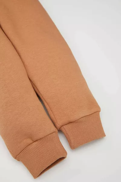Pantaloni da tuta basic in tinta unita con vita e polsini elastici per bambina AU