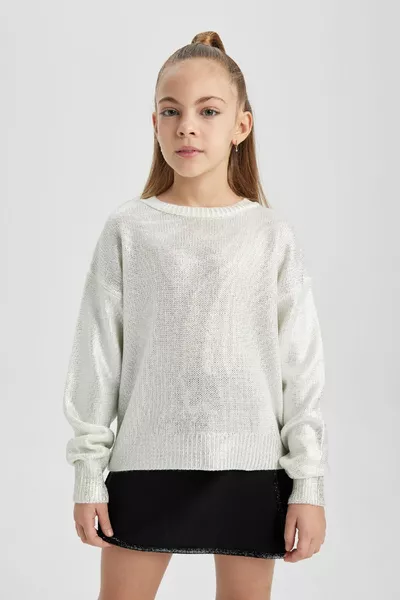 Girls' Bicycle Neck Knit Sweater wn