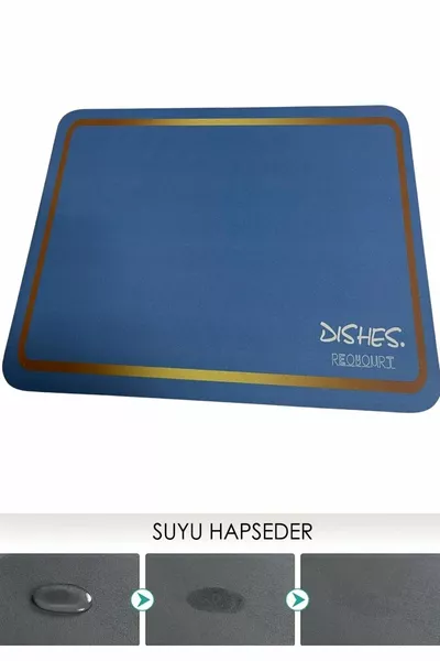 Bulaşık Kurutma Örtüsü Siyah Tezgah Üstü Bulaşık Matı Süper Emici Bulaşıklık