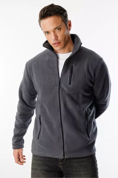 Men's Full-Zip Fleece Jacket with 3 Pockets Outdoor Tactical Fleece