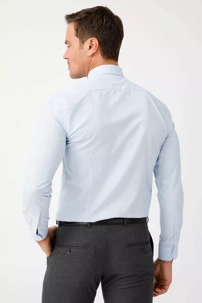 Erkek Açık Mavi Slım Fıt / Dar Kalıp Easy Iron ( Kolay Ütü ) Basıc Gömlek