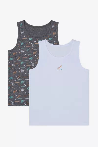 Boys' Big Dino Cotton 2-Pack Multicolor Tank Tops
