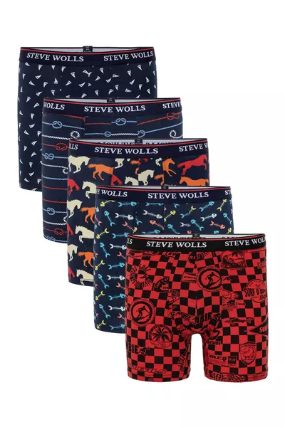 بوكسر رجالي بتصاميم متنوعة، 5 قطع - 