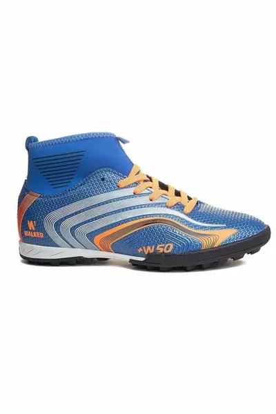  Herren Astroturf Fussballschuhe Blau Orange 