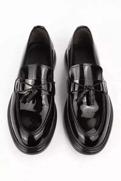 Heren Lakleer Glanzend Zwart Kwastje Klassieke Schoenen Casual Bruiloft Verlovingsschoenen