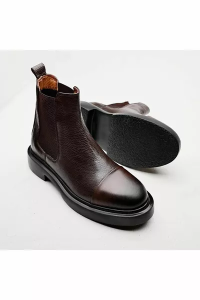 MAJOR BROWN MEN'S LEATHER STYLE BOOTS