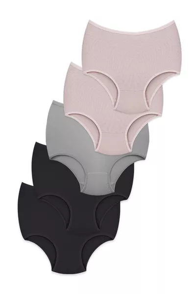 سروال نسائي بكيلو عالي الخصر - حزمة من 5 قطع، ملابس داخلية مريحة عالية الخصر، قماش قطني، متوفر بسبعة ألوان مختلفة