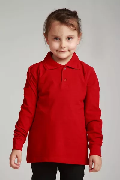 Unısex Kırmızı  Polo Yaka Uzun Kol T-shırt