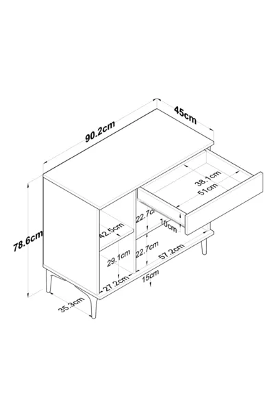 Rani  Угловой кофейный шкаф многофункциональный с 3 дверцами и 1 ящиком для кухни, белый - корзина орех