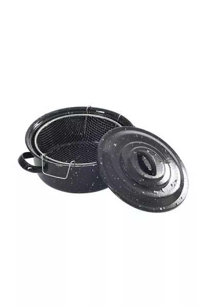 Hobistan Black Lid Enamel Chip Fryer Deep Frying Pot cm