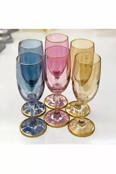 Lav El Verzierte 6-Personen-Set Gläser für Nebenkaffee, Glas-Wassergläser, Geschenkset für die Aussteuer Lav