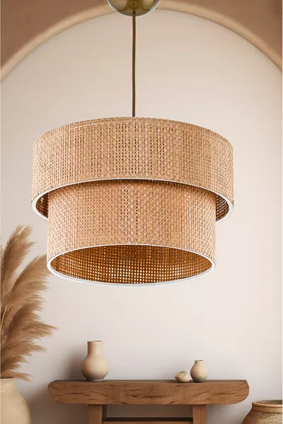 كافيه قلادة عصرية من الخيزران الطبيعي بطابقين