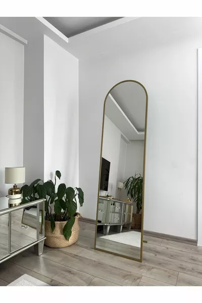  cm Oval Full-Length Mirror with Gold Metal Frame