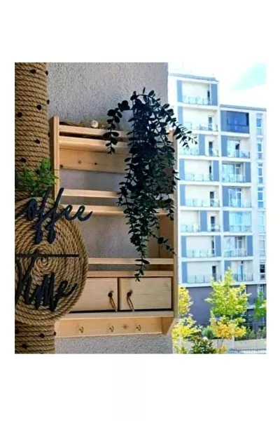 Gewürzbehälter mit dekorativem Holzdeckel, Regal, Wandregal, Tassenhalter