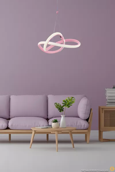 ثريا معلقة حديثة بمصباح ليد فردي، لون وردي وأبيض، مناسبة لغرفة الأطفال