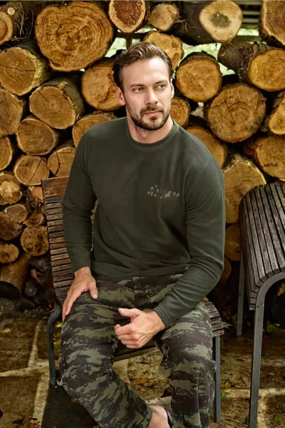 Herren Fleece-Pyjama-Set mit Camouflage-Muster