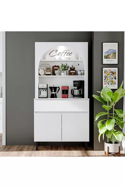 Кофейный уголок Венеция, многофункциональный шкаф, кладовочный шкаф с 2 дверцами и 1 ящиком, кухонный шкаф