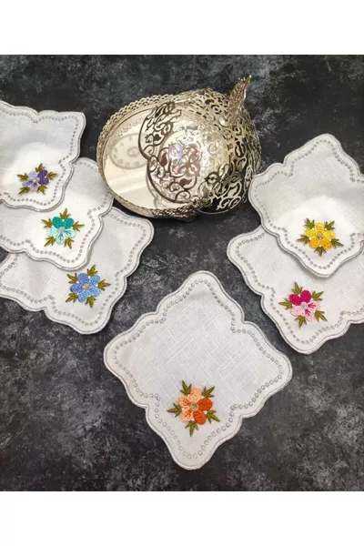 Serveerdoekjes, cocktailservetten, servetten voor bij koffie, onderzetters, set van 6 serveerdoekjes