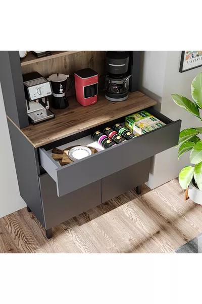 Angolo Caffè Venezia, Armadio Multiuso, Credenza con 2 Ante e 1 Cassetto, Armadio da Cucina