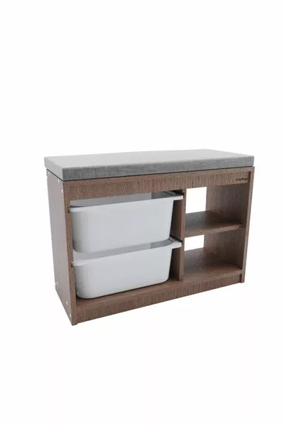 Bie Scaffale in Plastica con 2 Cassetti e Cuscini in Legno