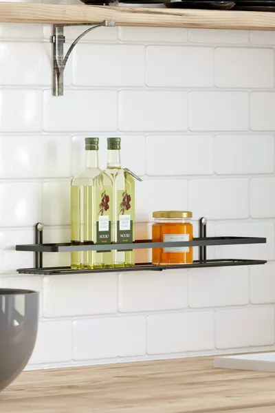 Single-Tier Bathroom & Kitchen Shelf Matte Black