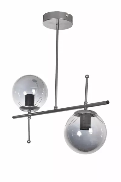 Feris Lampadario Moderno Design per Soggiorno Cucina Camera da Letto Grigio con Vetro Fumé, 2 Pezzi