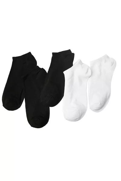 Siyah-Beyaz Pamuklu Bilek Boy Patik Çorap 5'li Paket