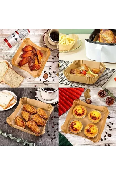 Carta da Forno per Airfryer XL-XXL, Grande,  Pezzi, Carta per Friggitrice ad Aria, Monouso,  cm