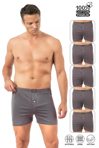 Özkan  Комплект от 5 мъжки боксерки, % памук, тъкан с четка, класическа удобна кройка, ластичен колан от супрем памук