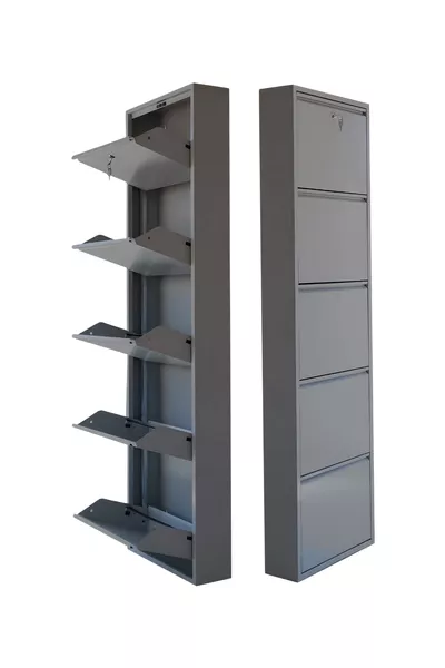 Porte-chaussures métallique verrouillable 5 places - Gris clair