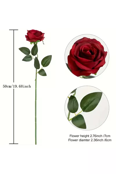 Изкуствена кадифена роза  броя червена  см – Изкуствени цветя за декорация, украшение за маса, фон