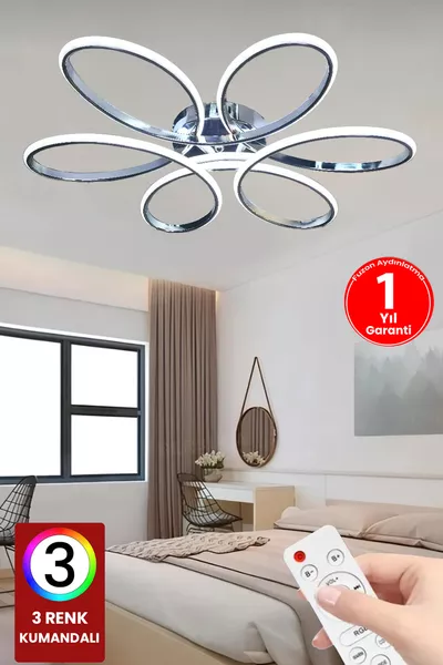 ثريا LED مودرن لافينيا بإطار كرومي بتحكم بثلاثة ألوان