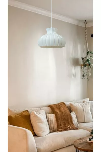 ثريا كيرف بيضاء مفردة لغرف النوم والمطبخ وغرفة المعيشة، تصميم ثريا معلقة مفردة (بلاستيك)