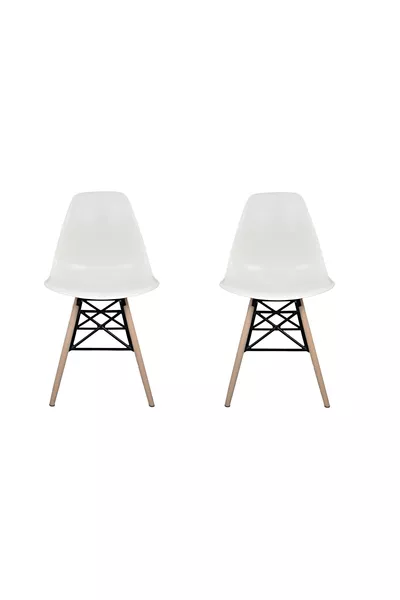 White Eames Plastic Cage Chair - 2 Pieces - Cafe Balcony Kitchen Chair