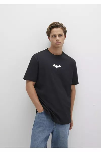 T-shirt noir imprimé Batman Coupe ample / Confortable et décontractée 