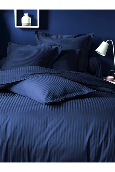 Premium Donkerblauw Tweepersoons Satijnen Dekbedovertrekset